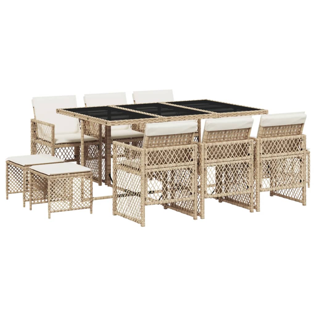 11-delige Tuinset met kussens poly rattan beige is nu te koop bij PeponiXL, paradijselijk wonen!