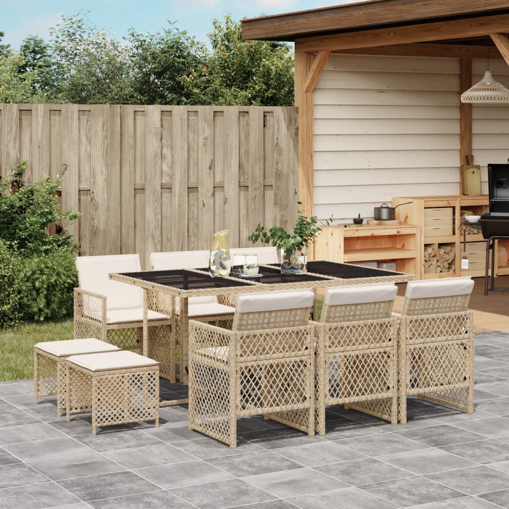 11-delige Tuinset met kussens poly rattan beige is nu te koop bij PeponiXL, paradijselijk wonen!