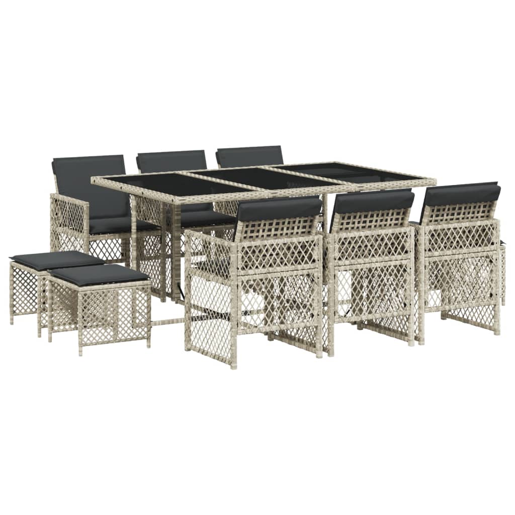 11-delige Tuinset met kussens poly rattan lichtgrijs is nu te koop bij PeponiXL, paradijselijk wonen!