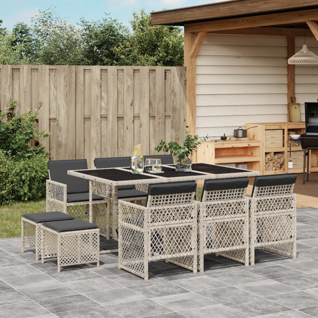 11-delige Tuinset met kussens poly rattan lichtgrijs is nu te koop bij PeponiXL, paradijselijk wonen!