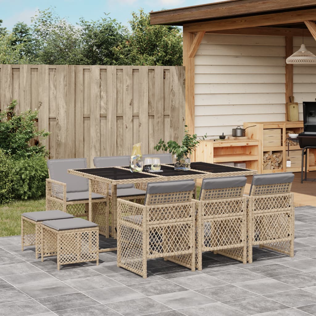 11-delige Tuinset met kussens poly rattan beige is nu te koop bij PeponiXL, paradijselijk wonen!