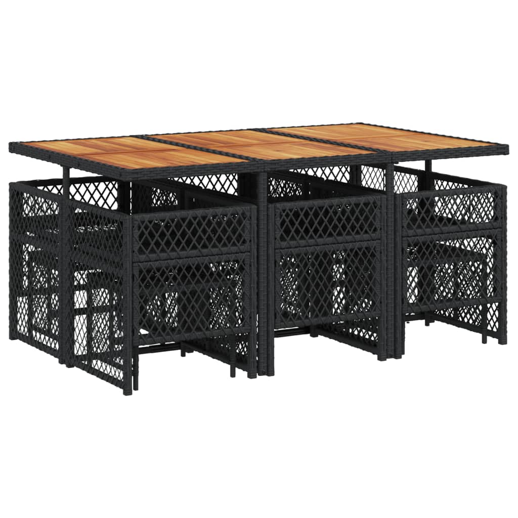 11-delige Tuinset met kussens poly rattan zwart is nu te koop bij PeponiXL, paradijselijk wonen!