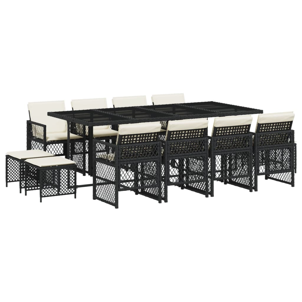 13-delige Tuinset met kussens poly rattan zwart is nu te koop bij PeponiXL, paradijselijk wonen!