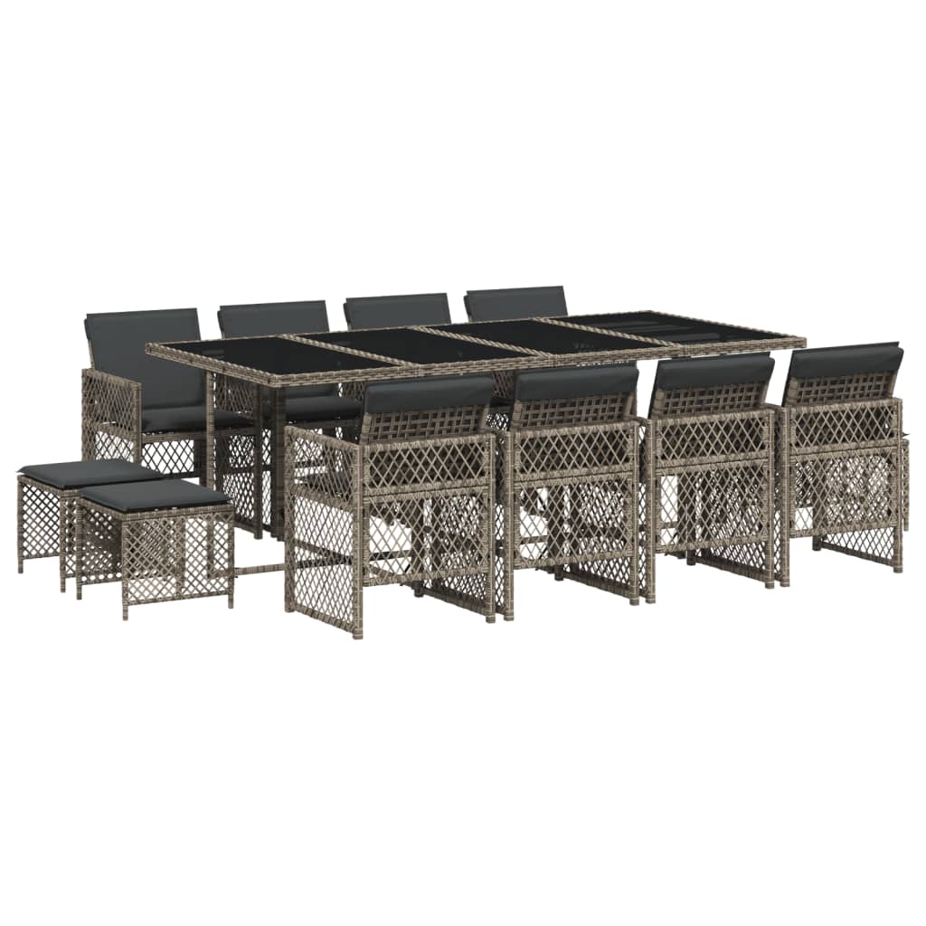 13-delige Tuinset met kussens poly rattan grijs is nu te koop bij PeponiXL, paradijselijk wonen!