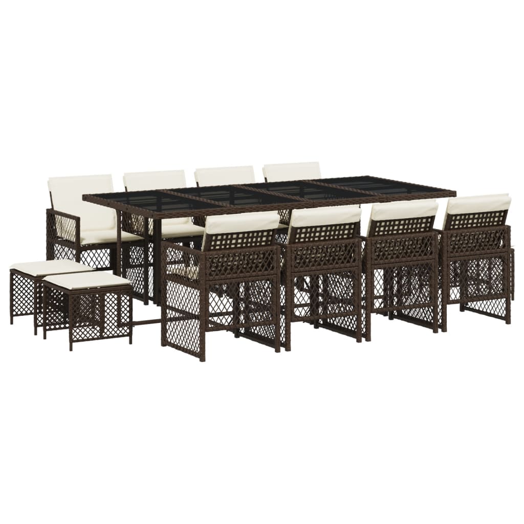 13-delige Tuinset met kussens poly rattan bruin is nu te koop bij PeponiXL, paradijselijk wonen!