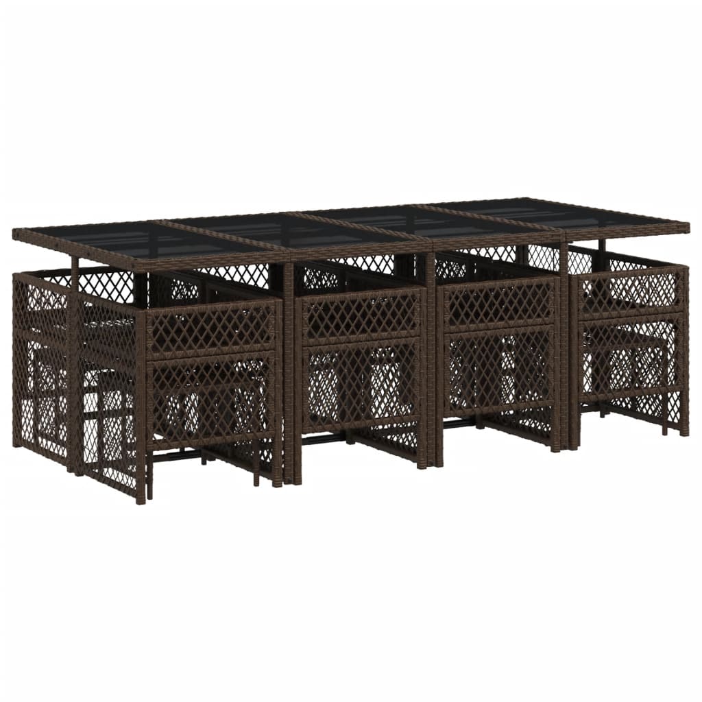 13-delige Tuinset met kussens poly rattan bruin is nu te koop bij PeponiXL, paradijselijk wonen!
