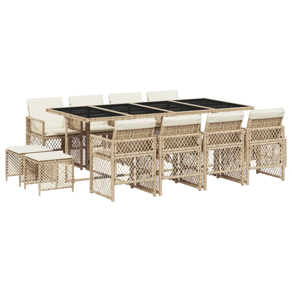 13-delige Tuinset met kussens poly rattan beige is nu te koop bij PeponiXL, paradijselijk wonen!