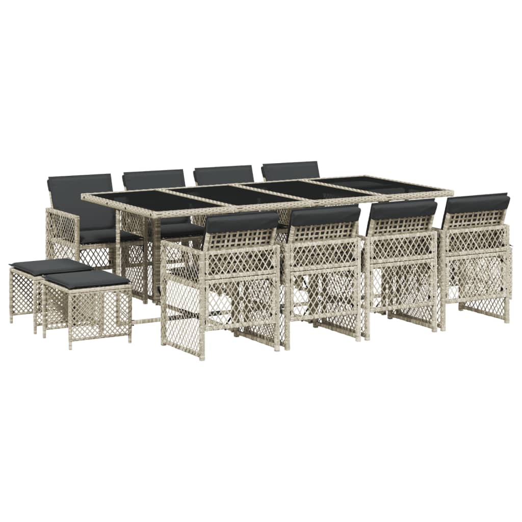 13-delige Tuinset met kussens poly rattan lichtgrijs is nu te koop bij PeponiXL, paradijselijk wonen!