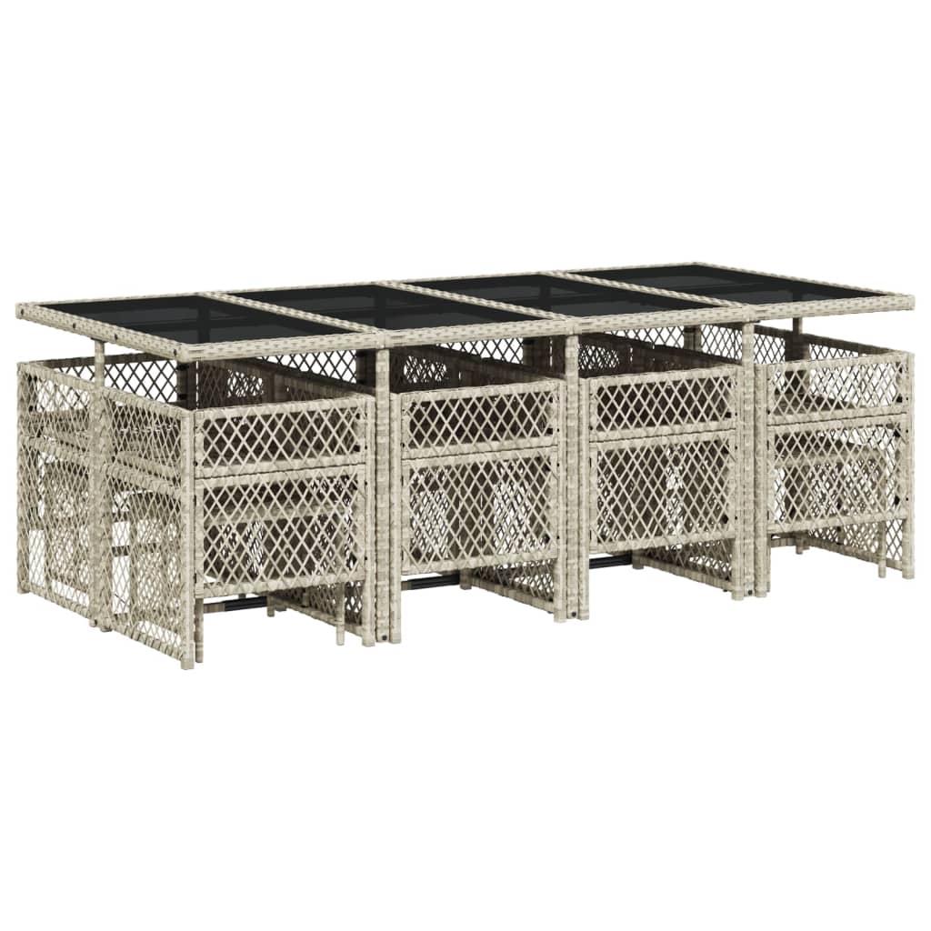 13-delige Tuinset met kussens poly rattan lichtgrijs is nu te koop bij PeponiXL, paradijselijk wonen!