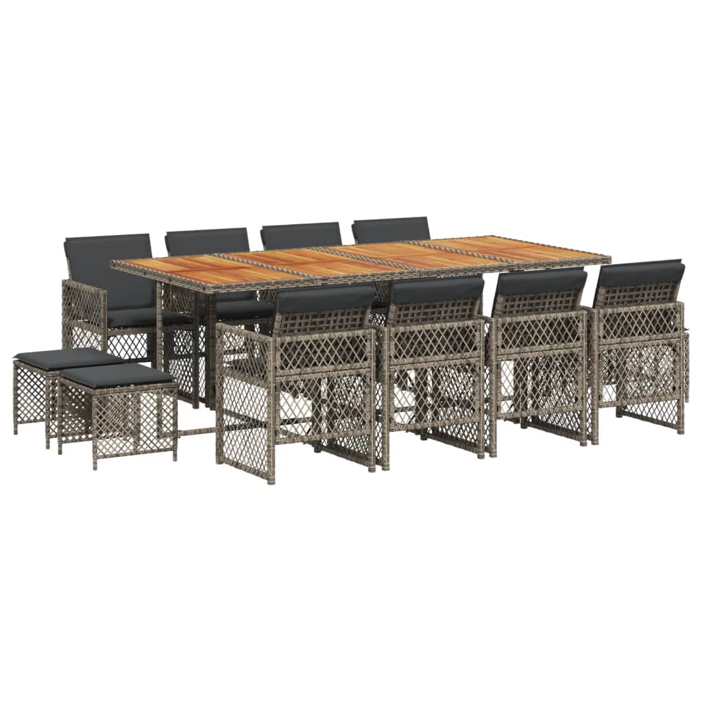 13-delige Tuinset met kussens poly rattan grijs is nu te koop bij PeponiXL, paradijselijk wonen!