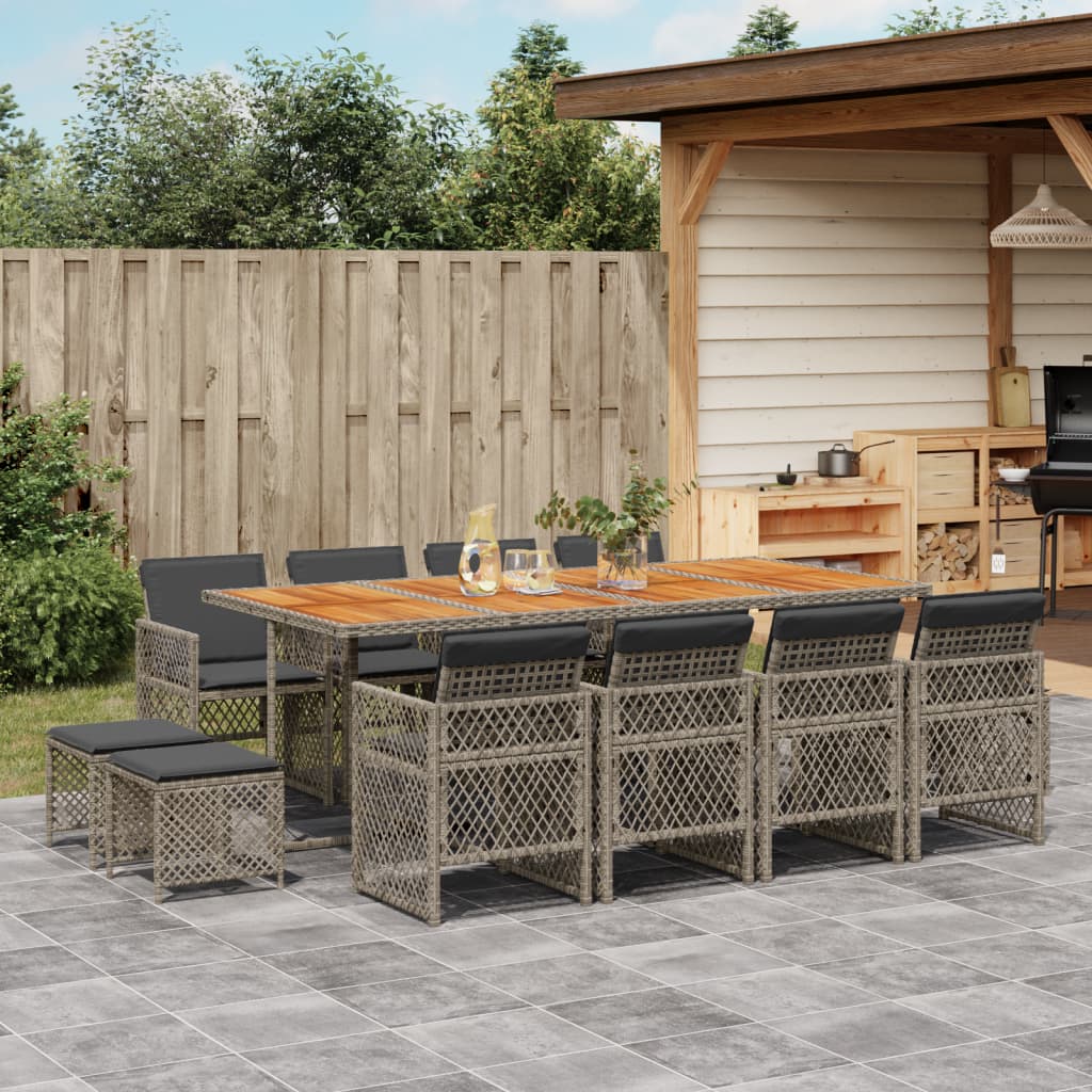13-delige Tuinset met kussens poly rattan grijs is nu te koop bij PeponiXL, paradijselijk wonen!