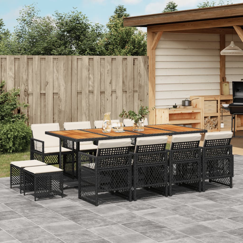 13-delige Tuinset met kussens poly rattan zwart is nu te koop bij PeponiXL, paradijselijk wonen!
