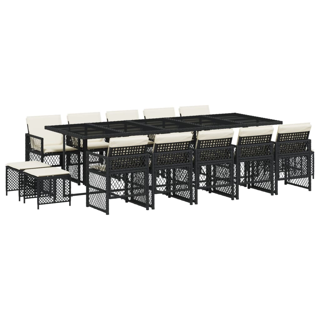15-delige Tuinset met kussens poly rattan zwart is nu te koop bij PeponiXL, paradijselijk wonen!