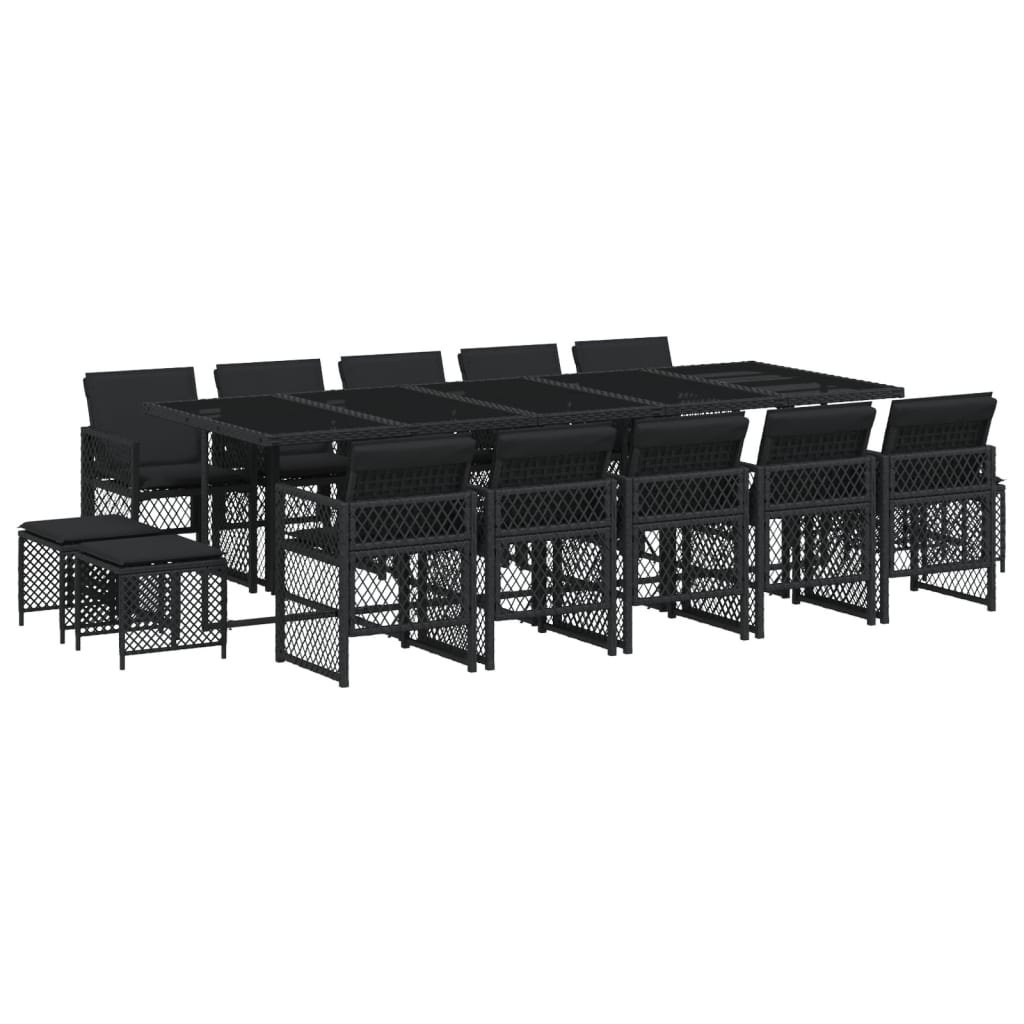 15-delige Tuinset met kussens poly rattan zwart is nu te koop bij PeponiXL, paradijselijk wonen!