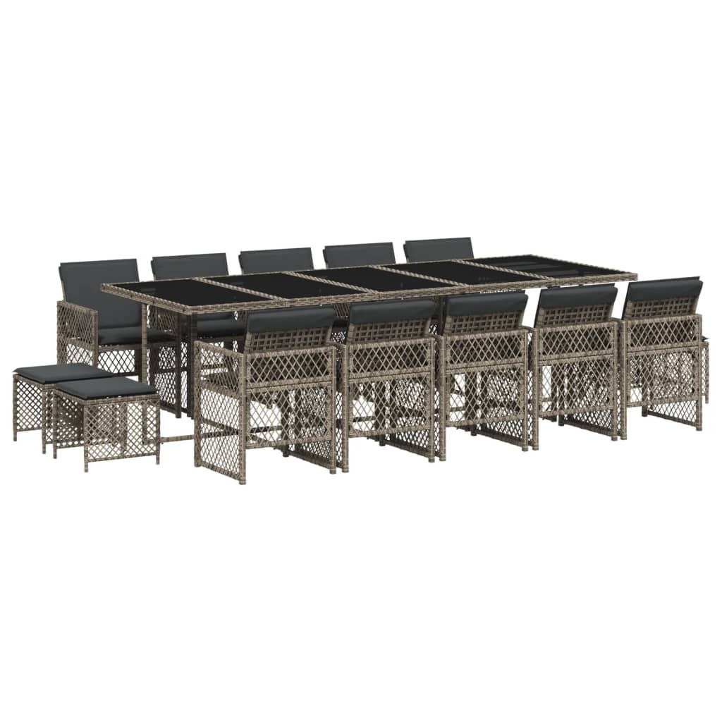 15-delige Tuinset met kussens poly rattan grijs is nu te koop bij PeponiXL, paradijselijk wonen!