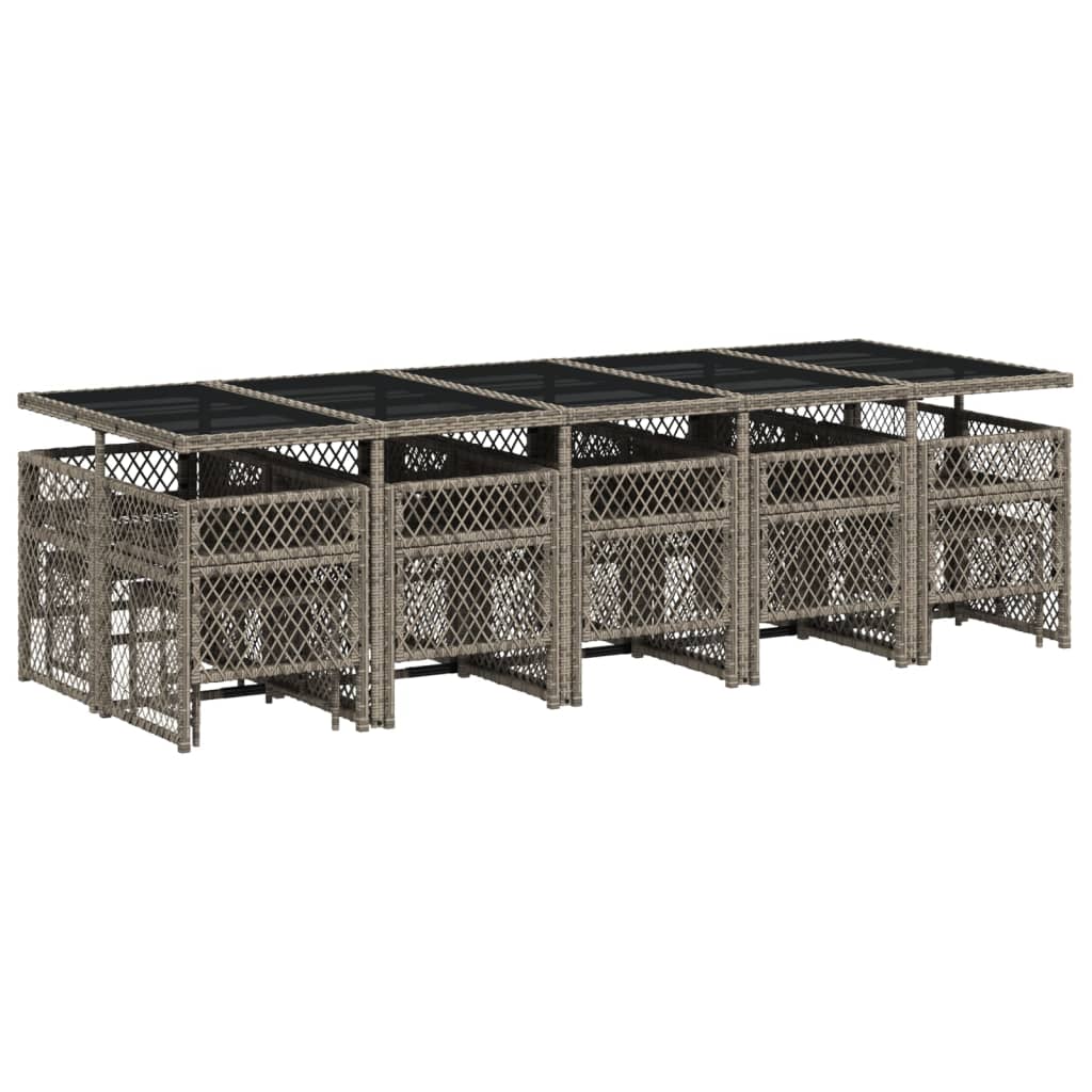 15-delige Tuinset met kussens poly rattan grijs is nu te koop bij PeponiXL, paradijselijk wonen!
