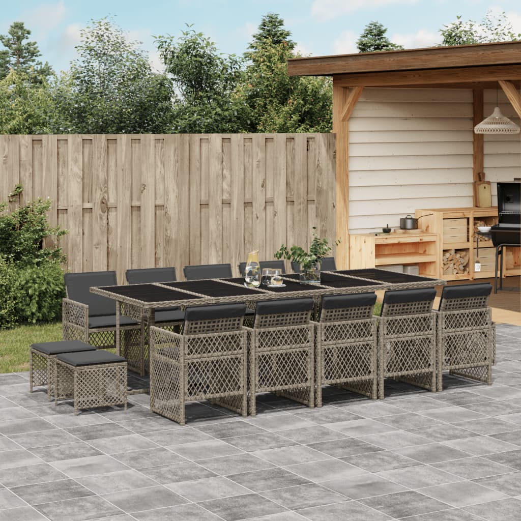 15-delige Tuinset met kussens poly rattan grijs is nu te koop bij PeponiXL, paradijselijk wonen!