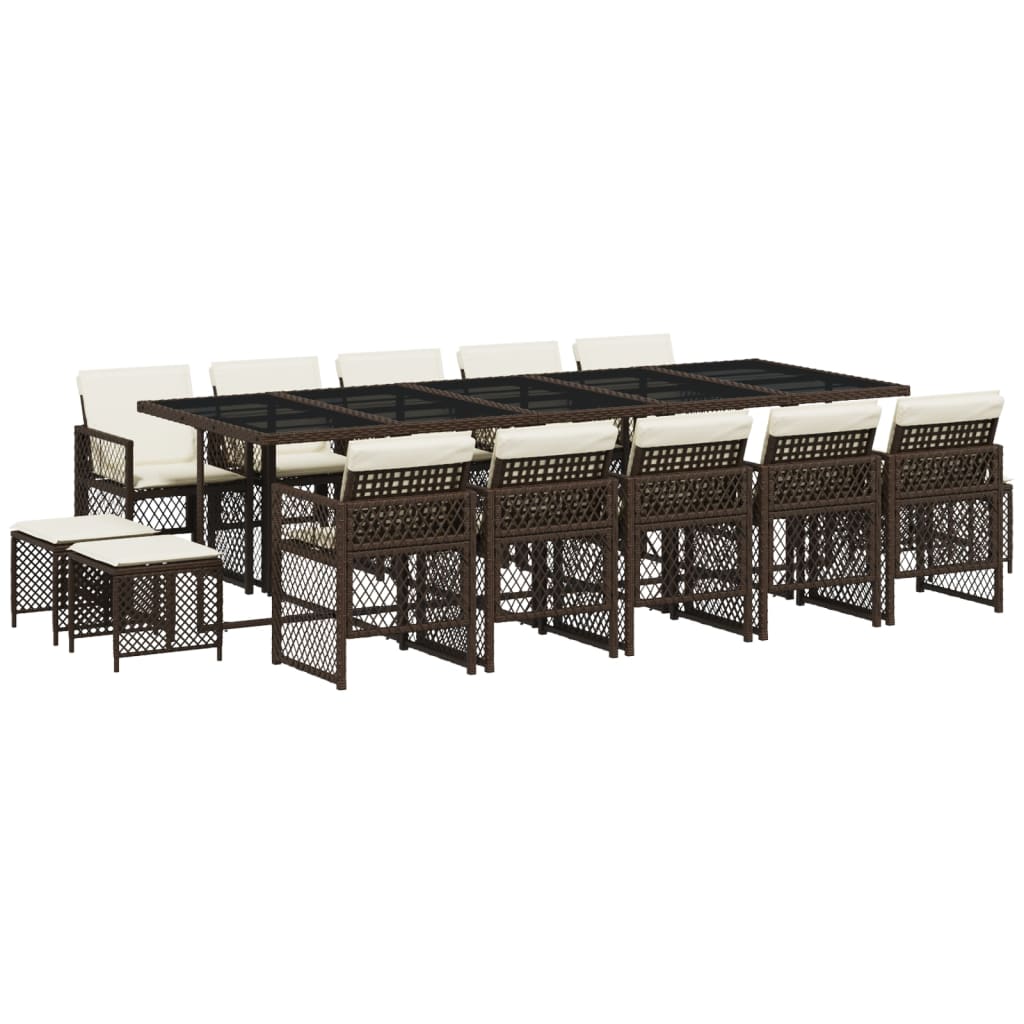 15-delige Tuinset met kussens poly rattan bruin is nu te koop bij PeponiXL, paradijselijk wonen!