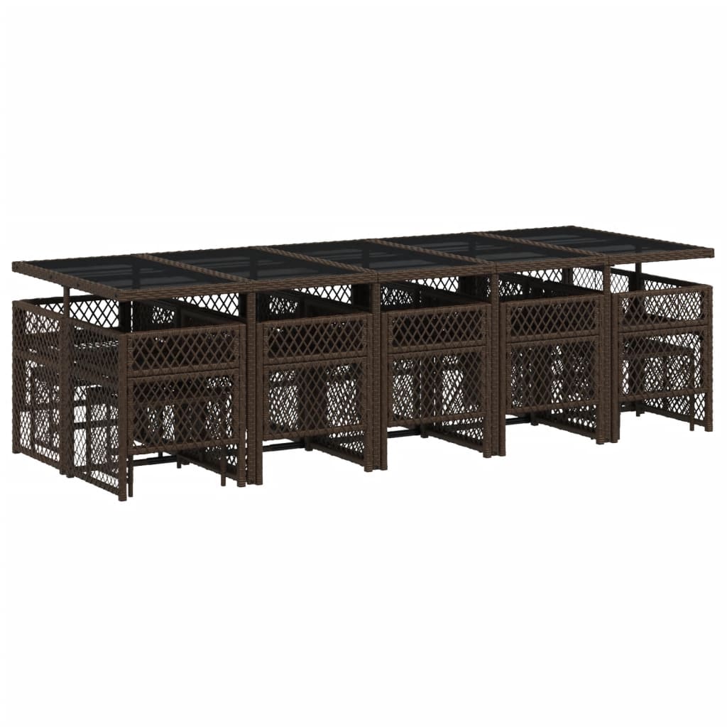 15-delige Tuinset met kussens poly rattan bruin is nu te koop bij PeponiXL, paradijselijk wonen!