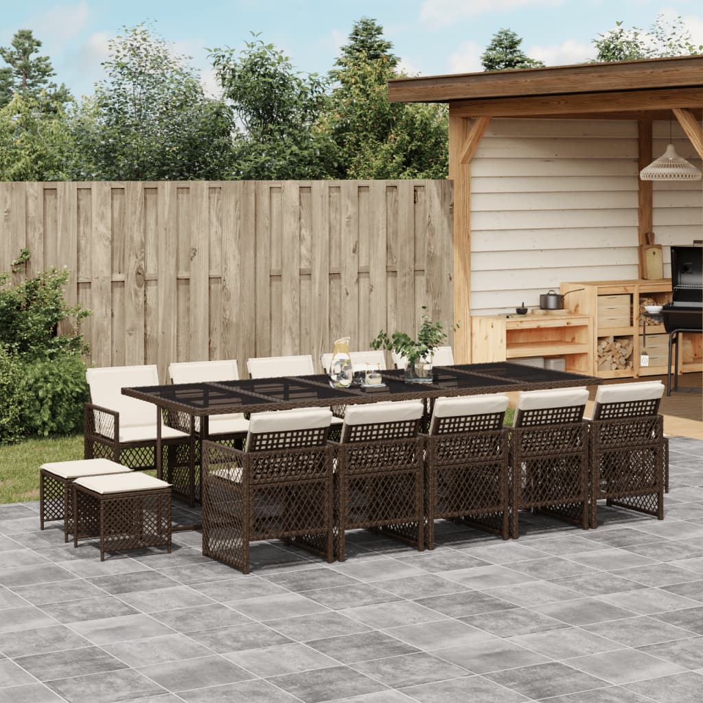 15-delige Tuinset met kussens poly rattan bruin is nu te koop bij PeponiXL, paradijselijk wonen!