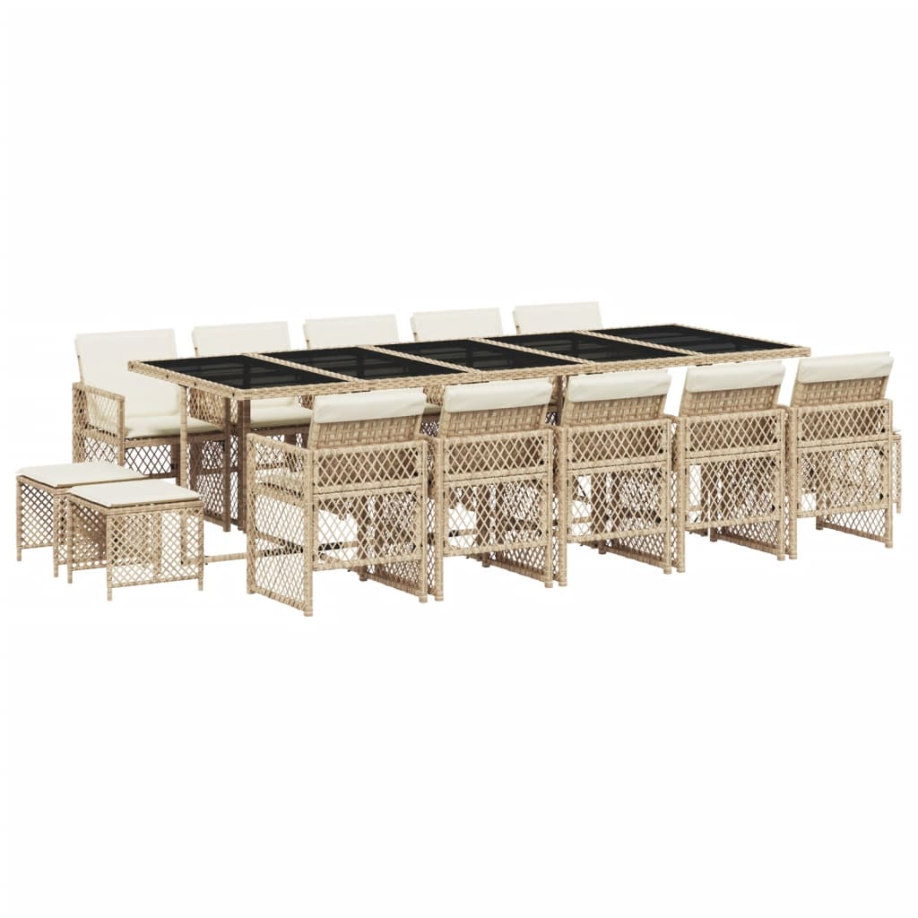 15-delige Tuinset met kussens poly rattan beige is nu te koop bij PeponiXL, paradijselijk wonen!