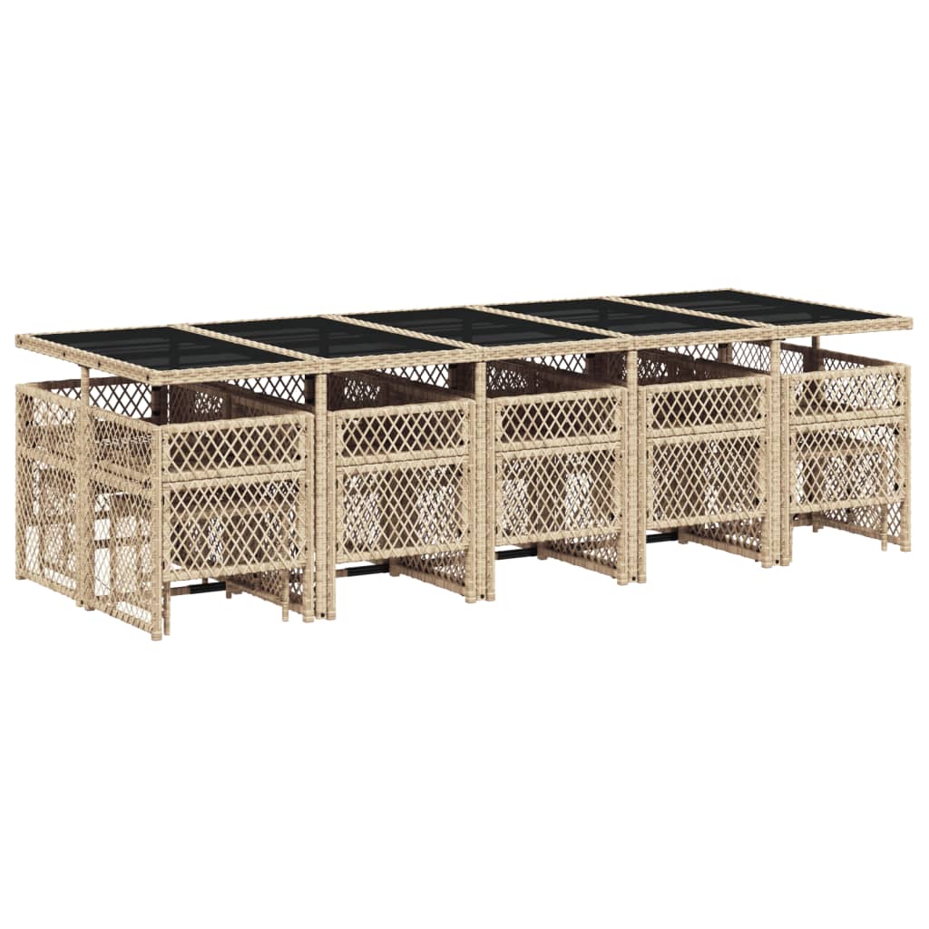 15-delige Tuinset met kussens poly rattan beige is nu te koop bij PeponiXL, paradijselijk wonen!