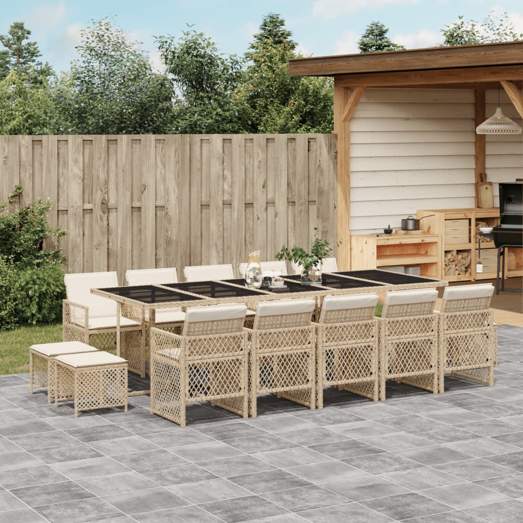 15-delige Tuinset met kussens poly rattan beige is nu te koop bij PeponiXL, paradijselijk wonen!