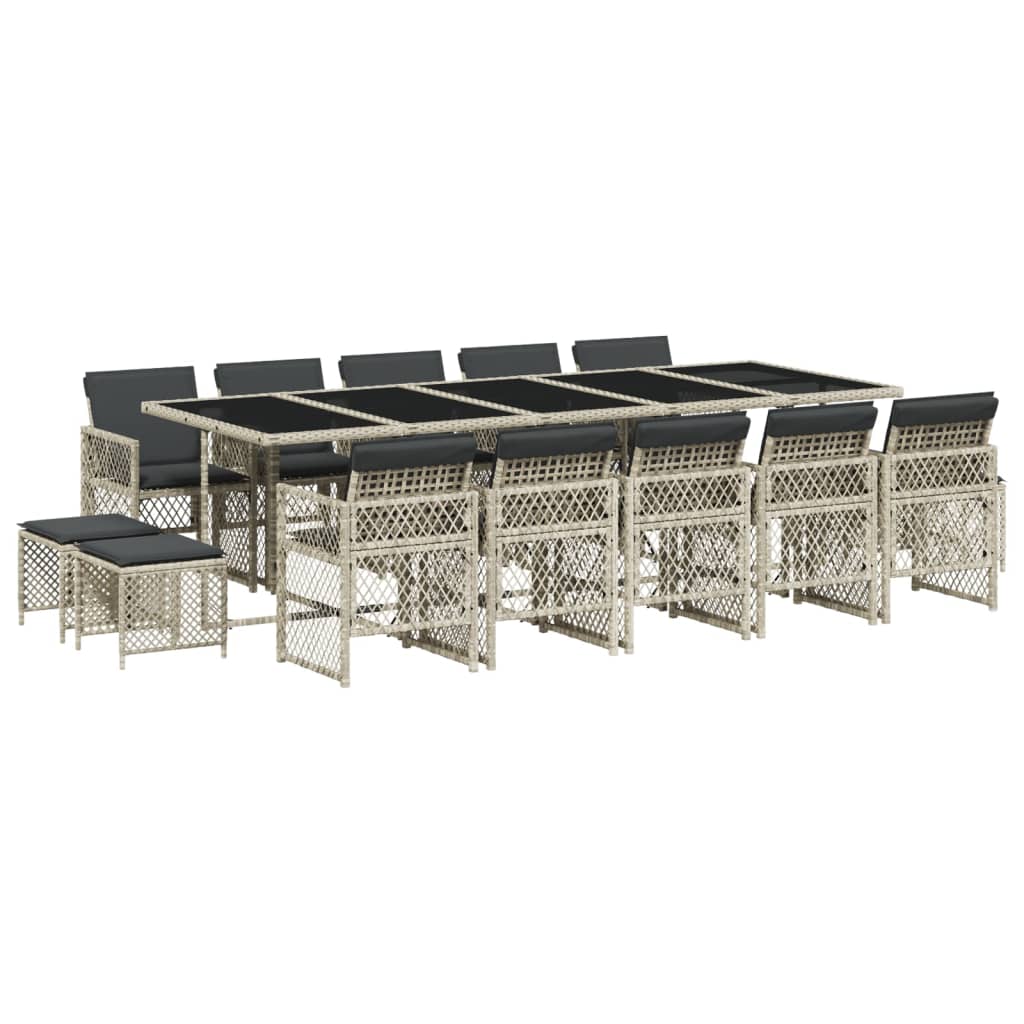15-delige Tuinset met kussens poly rattan lichtgrijs is nu te koop bij PeponiXL, paradijselijk wonen!