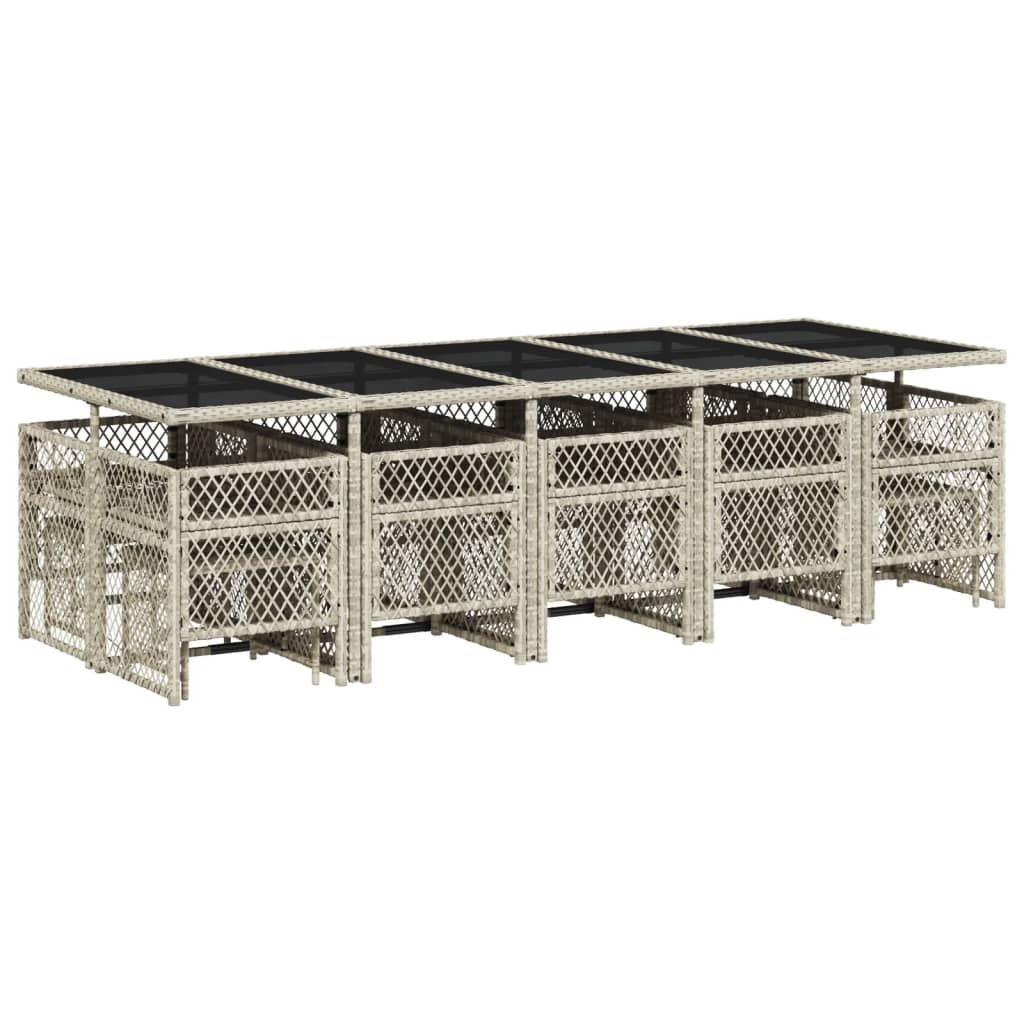 15-delige Tuinset met kussens poly rattan lichtgrijs is nu te koop bij PeponiXL, paradijselijk wonen!