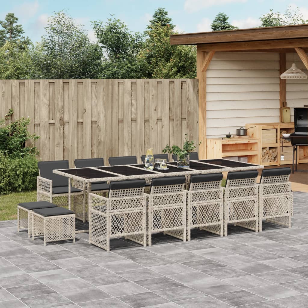 15-delige Tuinset met kussens poly rattan lichtgrijs is nu te koop bij PeponiXL, paradijselijk wonen!