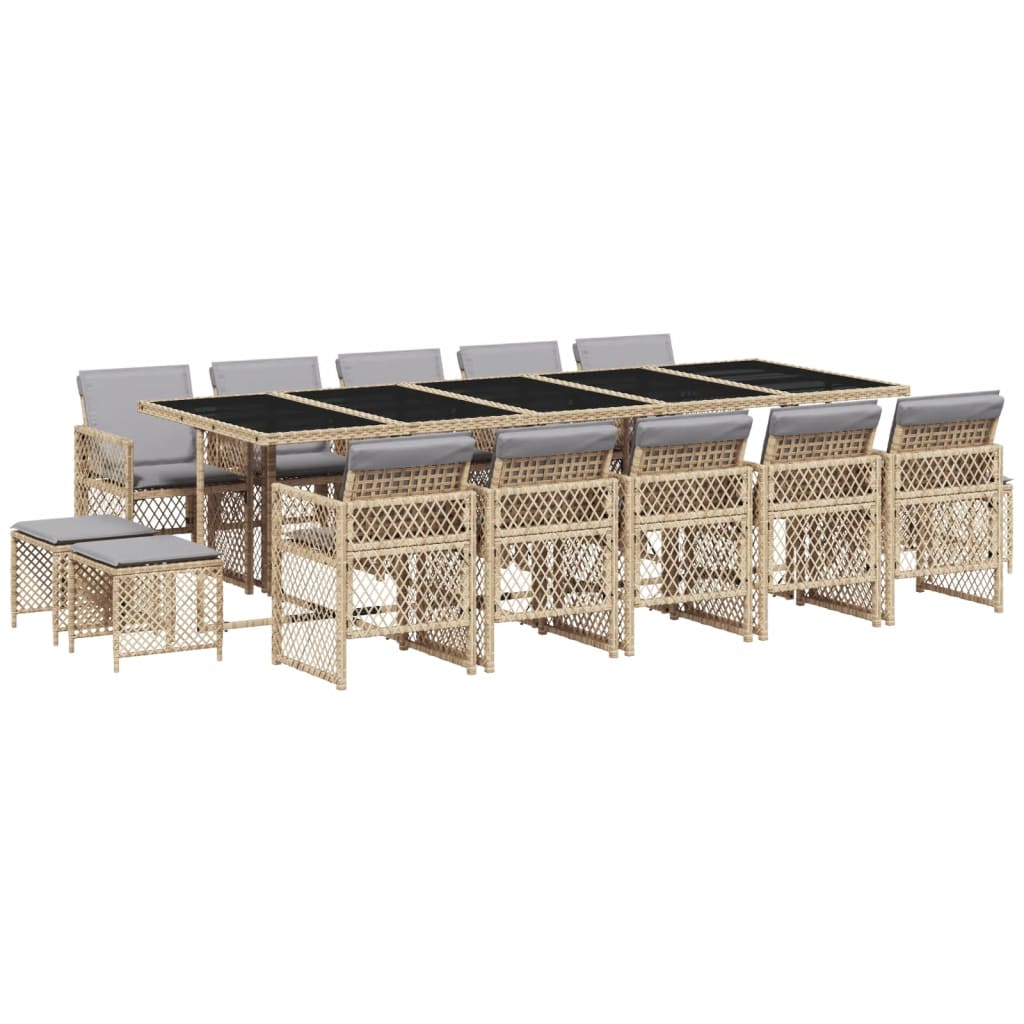 15-delige Tuinset met kussens poly rattan beige is nu te koop bij PeponiXL, paradijselijk wonen!