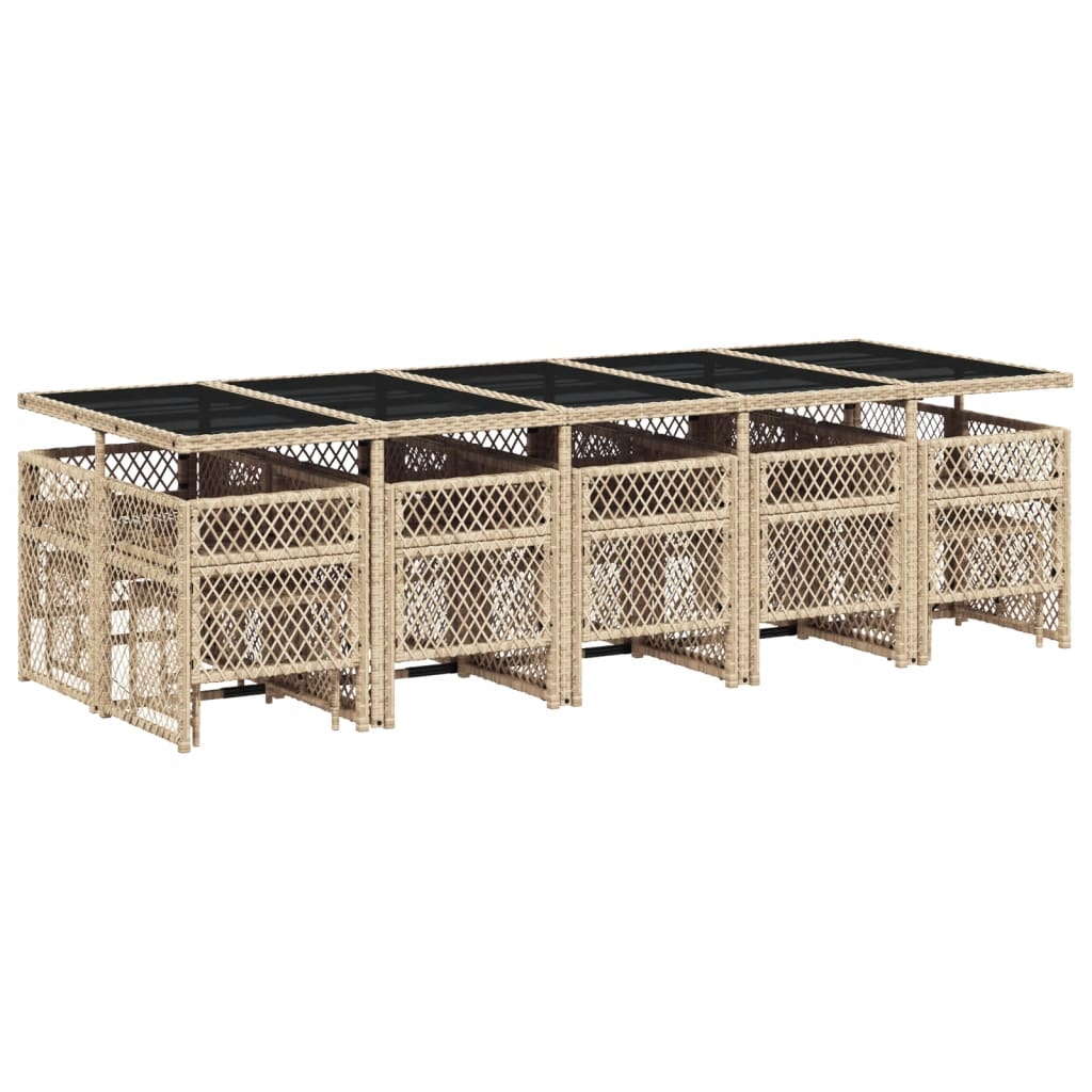 15-delige Tuinset met kussens poly rattan beige is nu te koop bij PeponiXL, paradijselijk wonen!