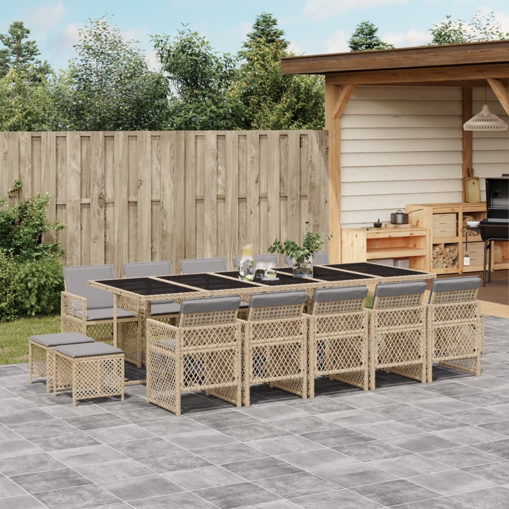 15-delige Tuinset met kussens poly rattan beige is nu te koop bij PeponiXL, paradijselijk wonen!