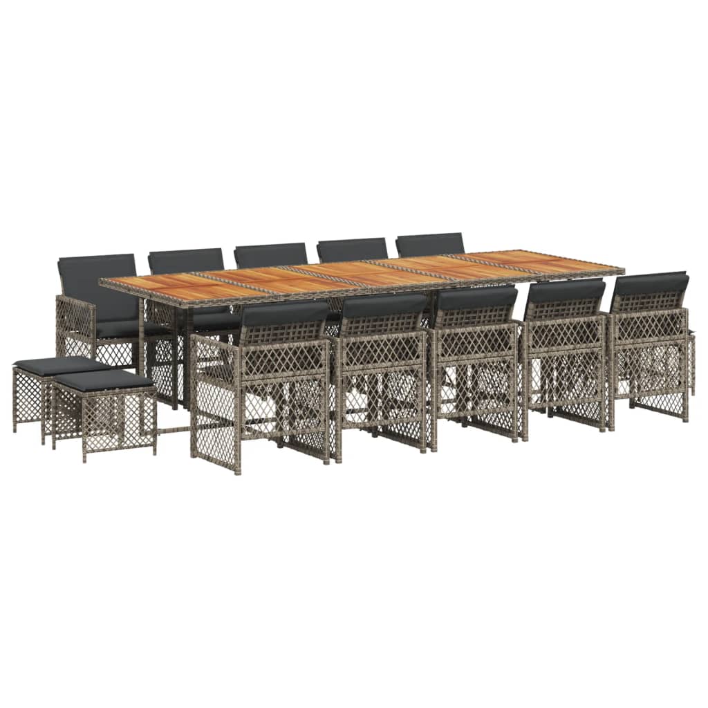 15-delige Tuinset met kussens poly rattan grijs is nu te koop bij PeponiXL, paradijselijk wonen!