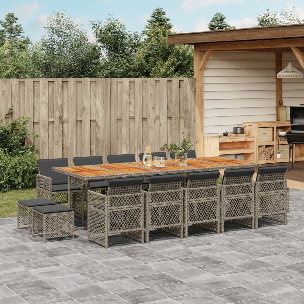 15-delige Tuinset met kussens poly rattan grijs is nu te koop bij PeponiXL, paradijselijk wonen!