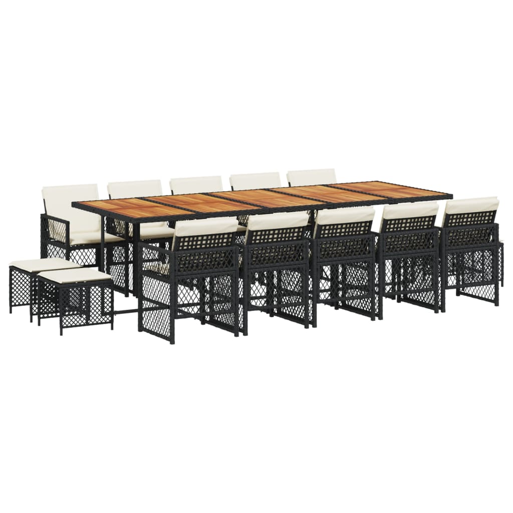 15-delige Tuinset met kussens poly rattan zwart is nu te koop bij PeponiXL, paradijselijk wonen!
