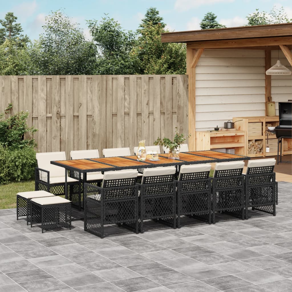 15-delige Tuinset met kussens poly rattan zwart is nu te koop bij PeponiXL, paradijselijk wonen!