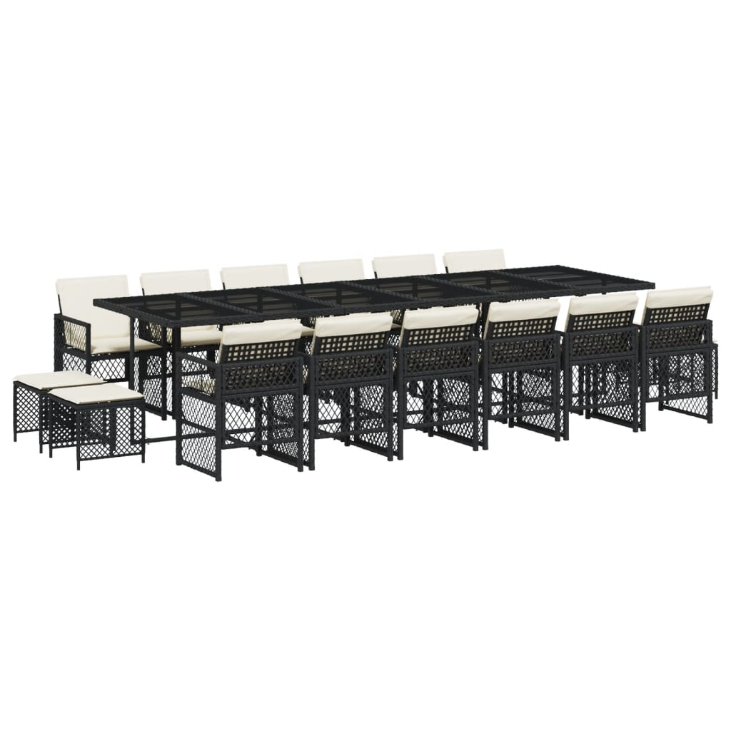 17-delige Tuinset met kussens poly rattan zwart is nu te koop bij PeponiXL, paradijselijk wonen!