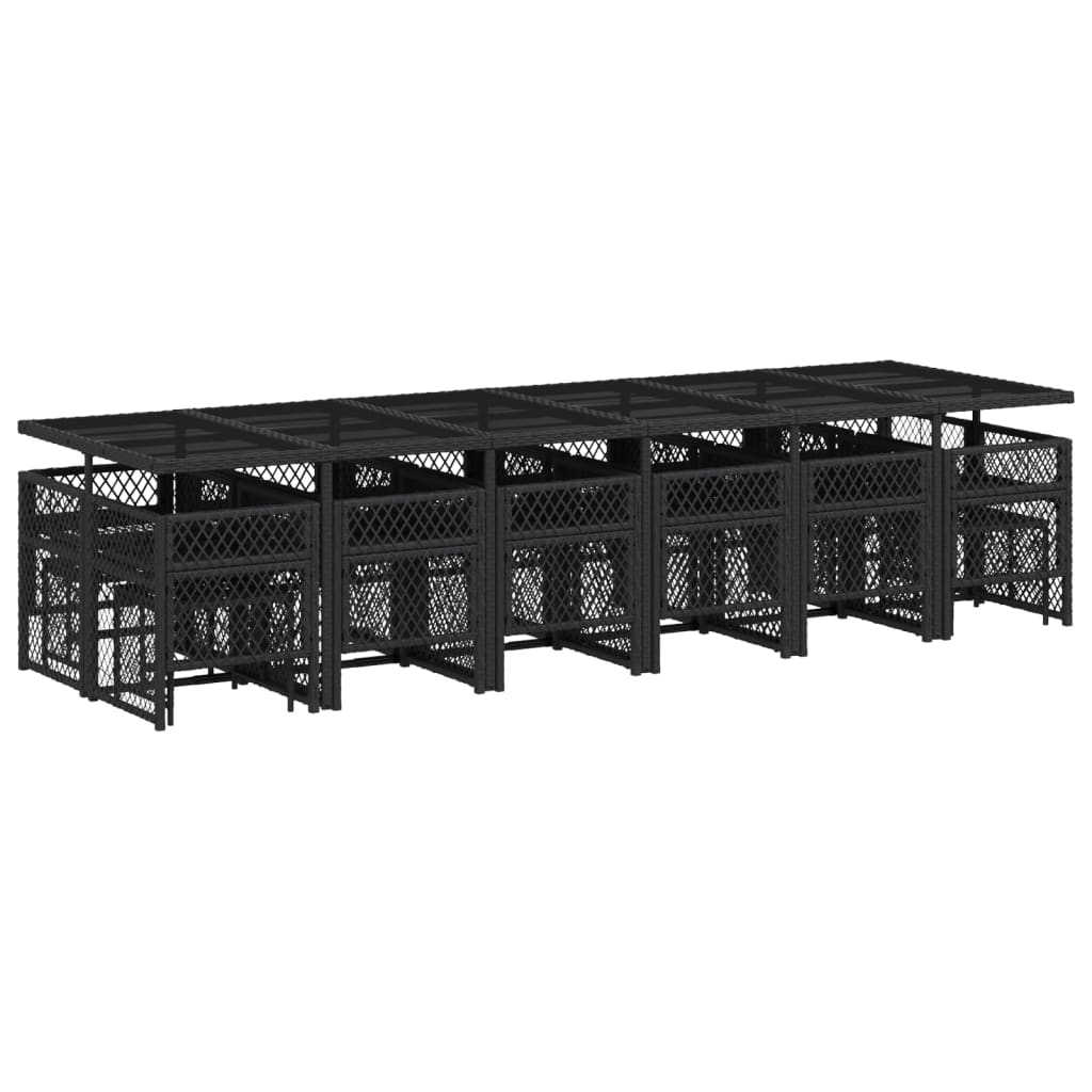 17-delige Tuinset met kussens poly rattan zwart is nu te koop bij PeponiXL, paradijselijk wonen!