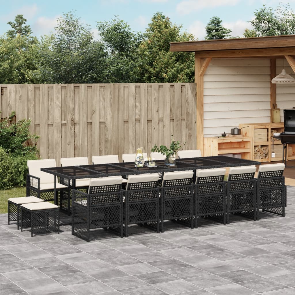 17-delige Tuinset met kussens poly rattan zwart is nu te koop bij PeponiXL, paradijselijk wonen!