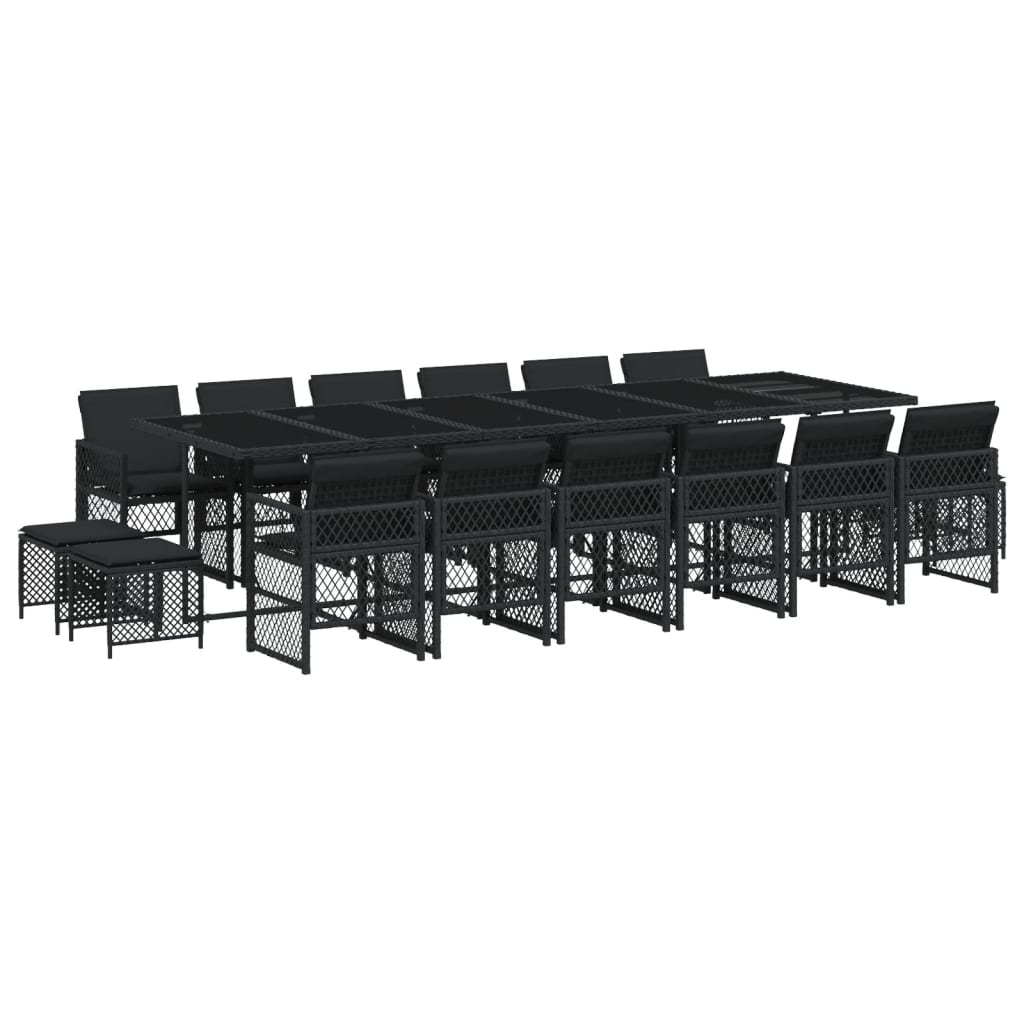17-delige Tuinset met kussens poly rattan zwart is nu te koop bij PeponiXL, paradijselijk wonen!