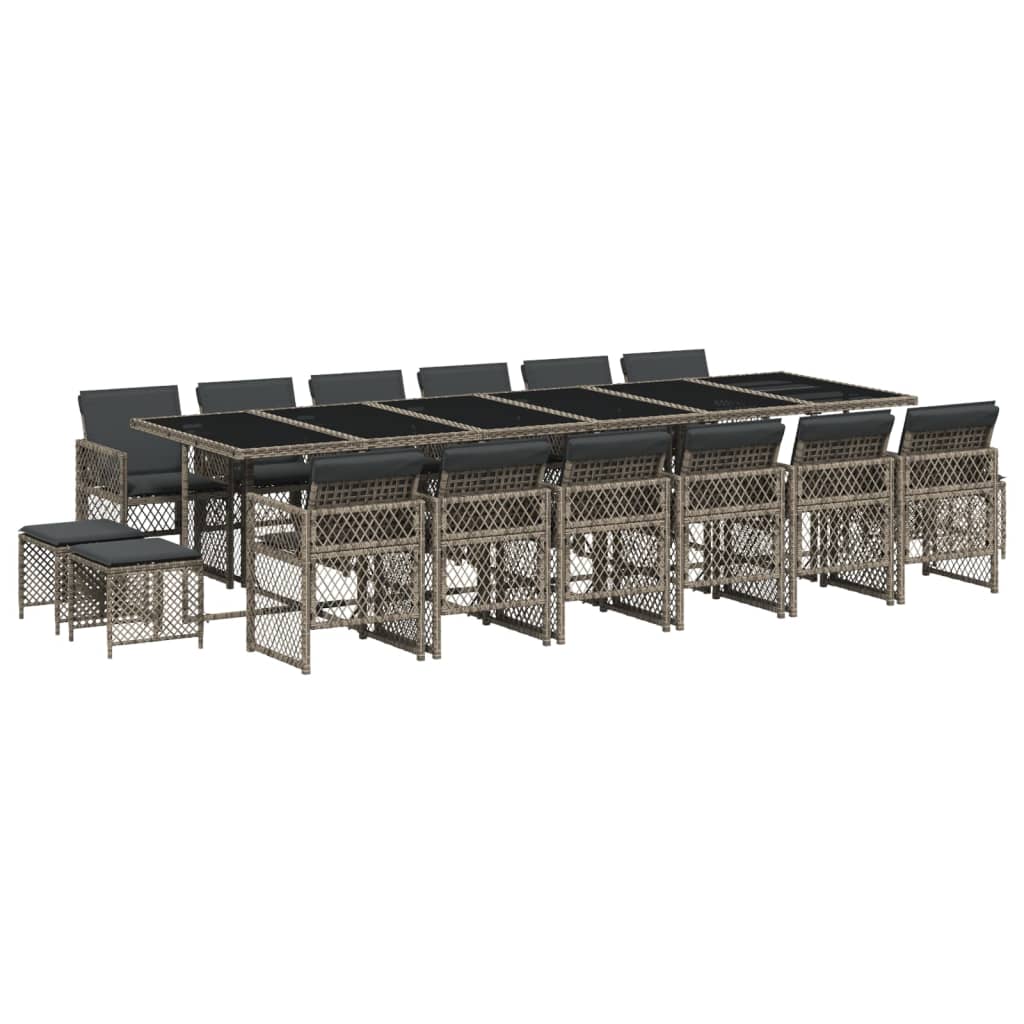 17-delige Tuinset met kussens poly rattan grijs is nu te koop bij PeponiXL, paradijselijk wonen!