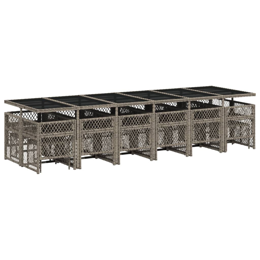 17-delige Tuinset met kussens poly rattan grijs is nu te koop bij PeponiXL, paradijselijk wonen!
