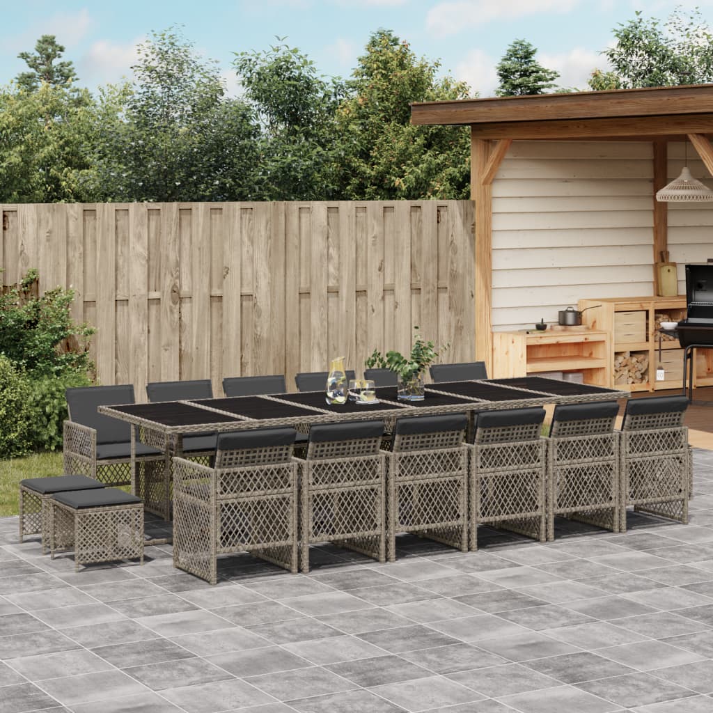 17-delige Tuinset met kussens poly rattan grijs is nu te koop bij PeponiXL, paradijselijk wonen!
