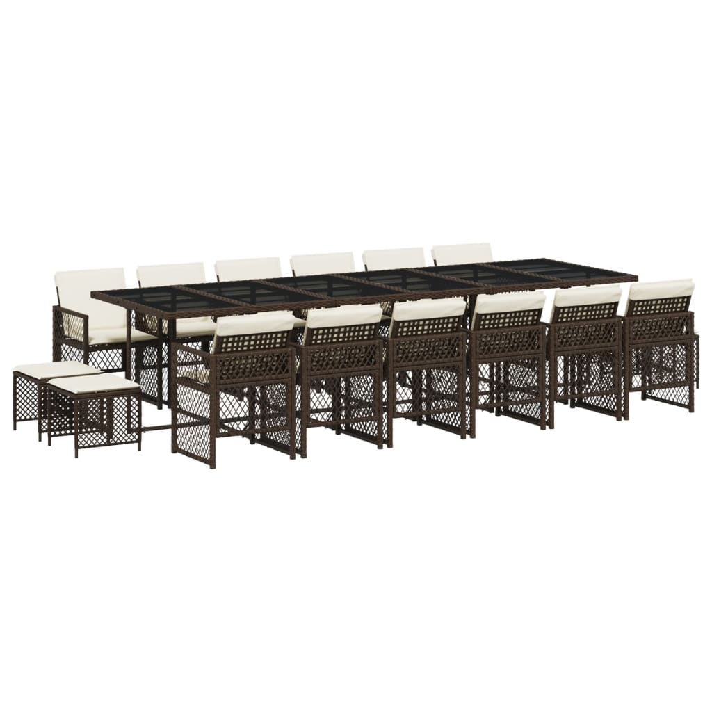 17-delige Tuinset met kussens poly rattan bruin is nu te koop bij PeponiXL, paradijselijk wonen!