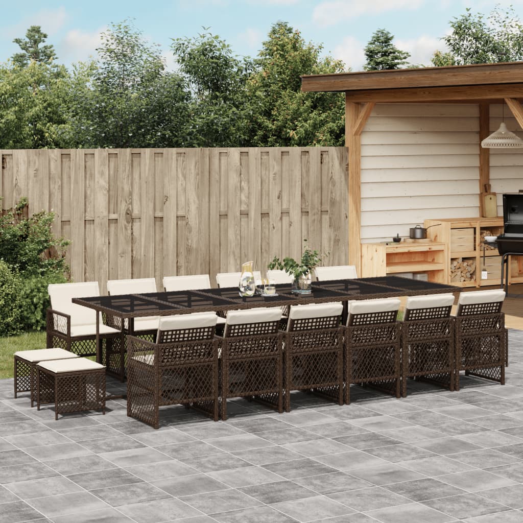 17-delige Tuinset met kussens poly rattan bruin is nu te koop bij PeponiXL, paradijselijk wonen!