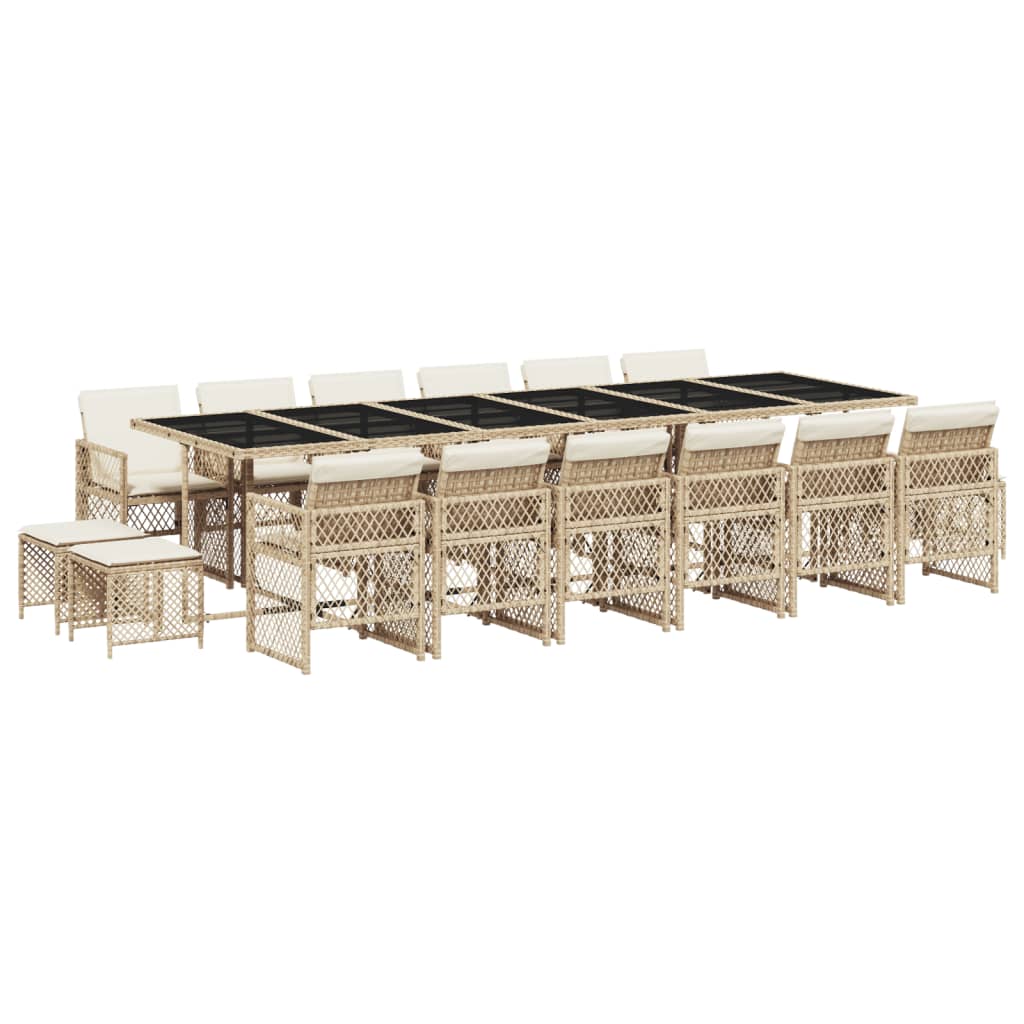 17-delige Tuinset met kussens poly rattan beige is nu te koop bij PeponiXL, paradijselijk wonen!