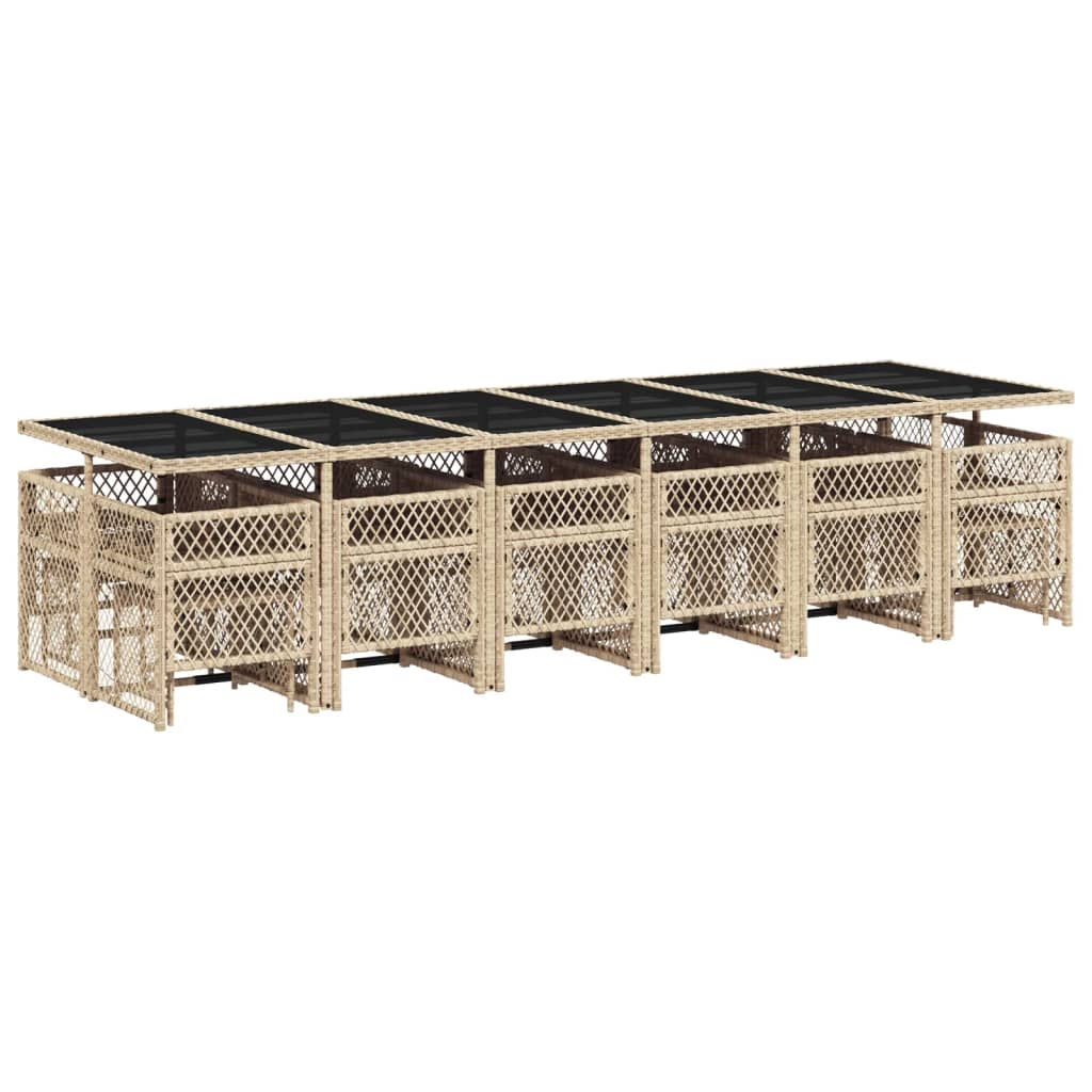 17-delige Tuinset met kussens poly rattan beige is nu te koop bij PeponiXL, paradijselijk wonen!