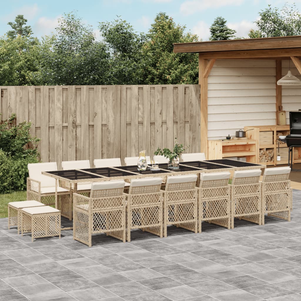 17-delige Tuinset met kussens poly rattan beige is nu te koop bij PeponiXL, paradijselijk wonen!