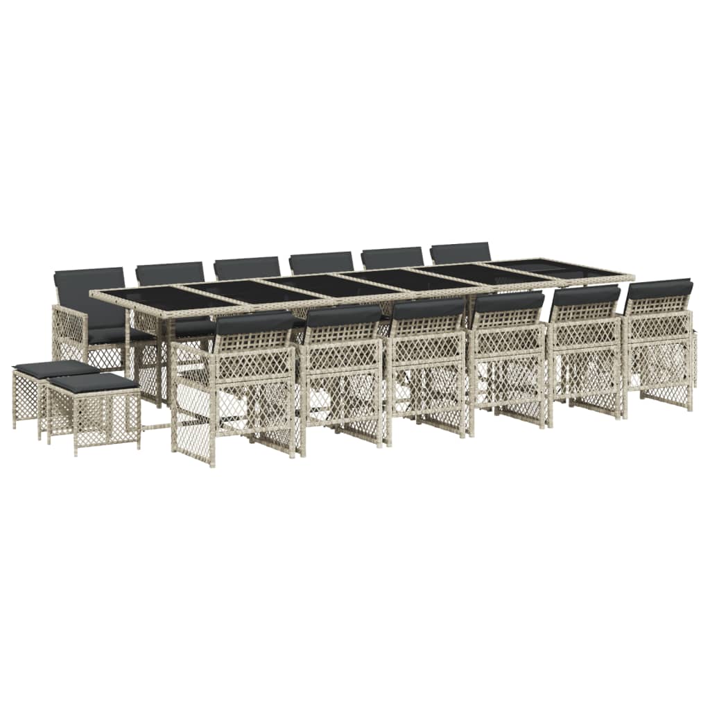 17-delige Tuinset met kussens poly rattan lichtgrijs is nu te koop bij PeponiXL, paradijselijk wonen!